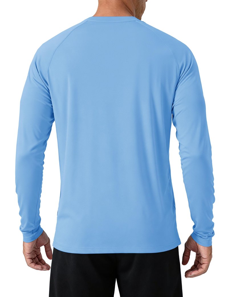 TACVASEN Men's Sun Shirt UPF 50+ Long Sleeve Shirts UV Protection Lightweight Summer Rash Guard Quick Dry Fishing T-Shirts Blue L