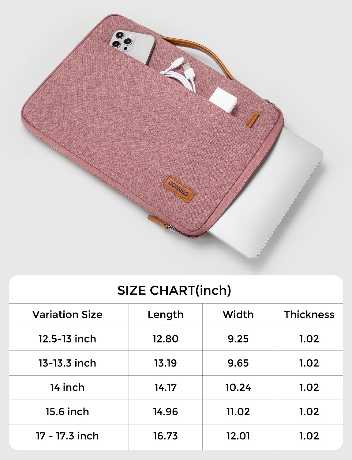 DOMISO 15.6 inch Laptop Case Sleeve Protective Cover Compatible with 16 inch MacBook Pro M4 M3 M2/Pro Max,15.6-16 inch HP Dell ASUS Lenovo Chromebook,Waterproof Computer Cases Bag with Handle,Pink
