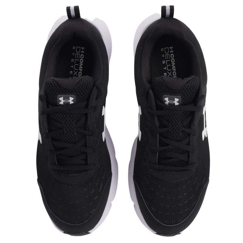 Under Armour Men's Charged Assert 10 Running Shoe, (001) Black/Black/White, 7 XX-Wide