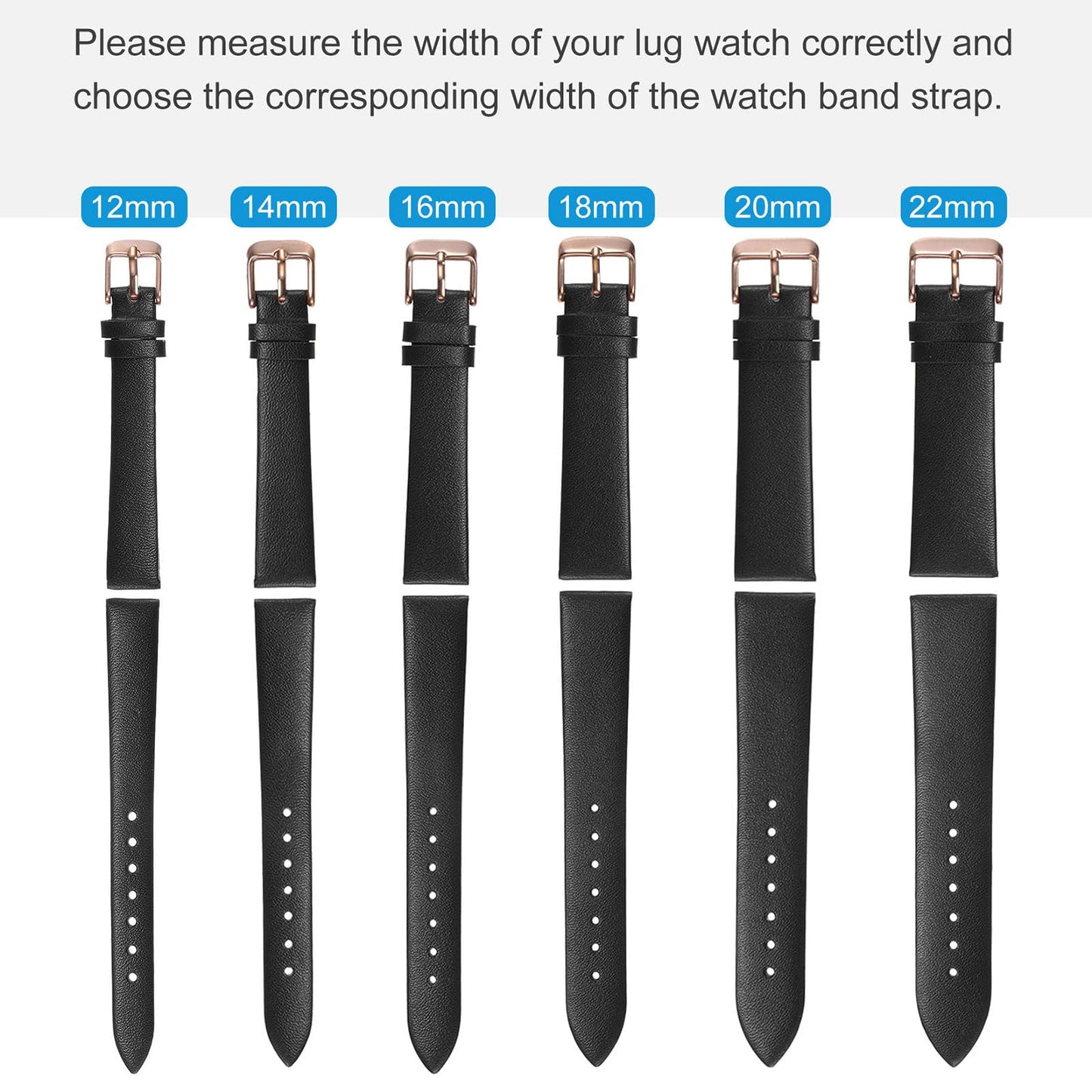 uxcell Quick Release Genuine Leather Watch Band 12mm Embossed Pattern Leather Watch Strap Replacement for Men Women, Black