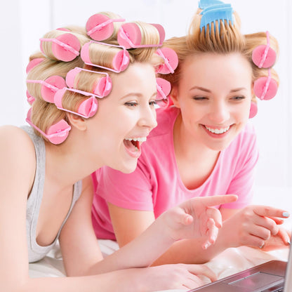 Geyoga 18 Pieces Sponge Hair Rollers Large Soft Foam Hair Styling Curlers Large Size Hairdressing Curlers for Women(Pink,1.6 x 2.8 Inches)