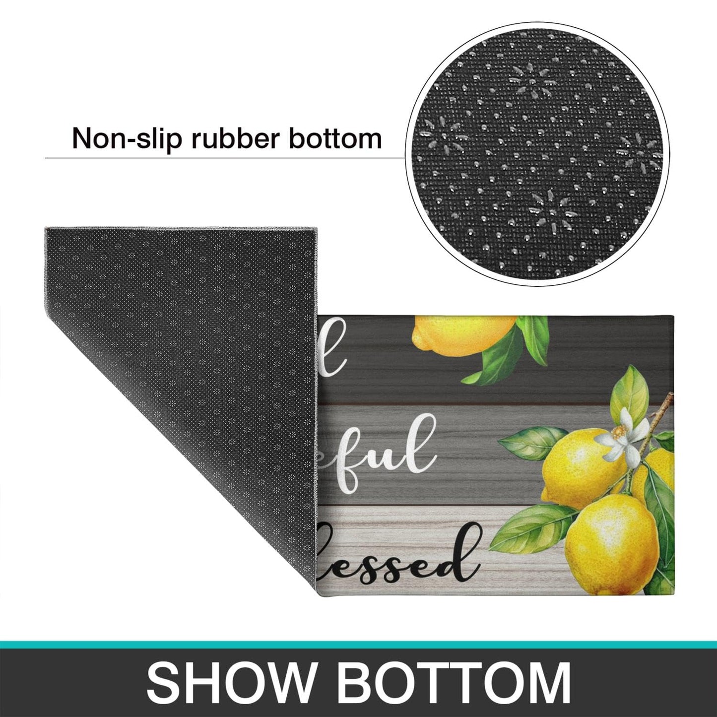 Ghroiep 2 Piece Lemon Kitchen Decor Rugs Set, Farmhouse Country Kitchen Rugs and Mats Non Skid Washable Absorbent Microfiber Kitchen Accessories Decoration Floor Mats 17"x47"+17"x30"