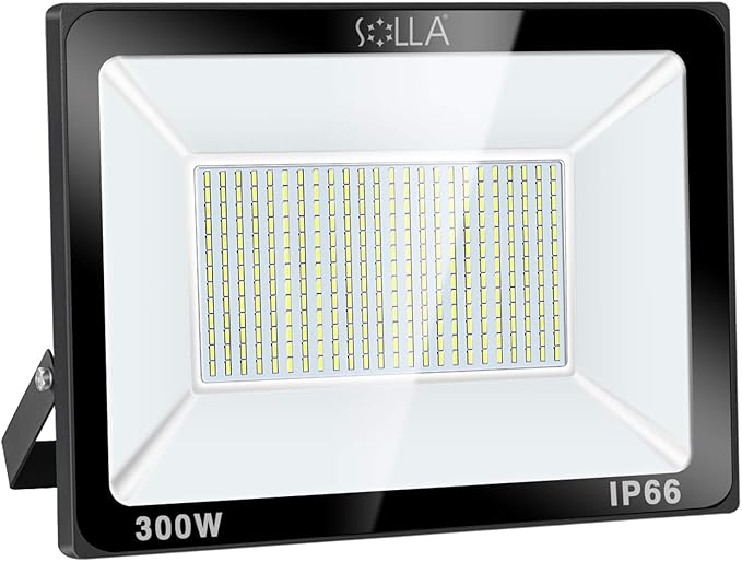 SOLLA 300W LED Flood Light Outdoor, 1600W Equivalent, 24000LM Super Bright Arena Lights, IP66 Waterproof, 6000K Daylight White, LED Commercial Lights for Sports Fields and Counts