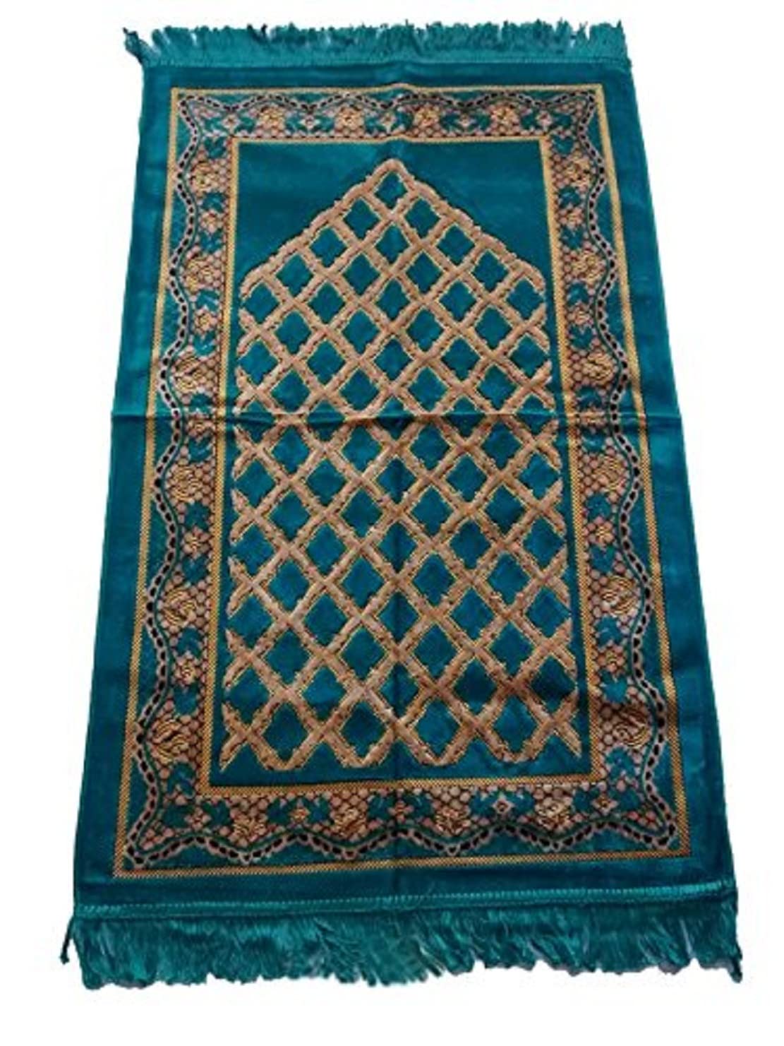 Fiable Polyster Mix Large Muslim Prayer Mat - Janamaz (Blue)