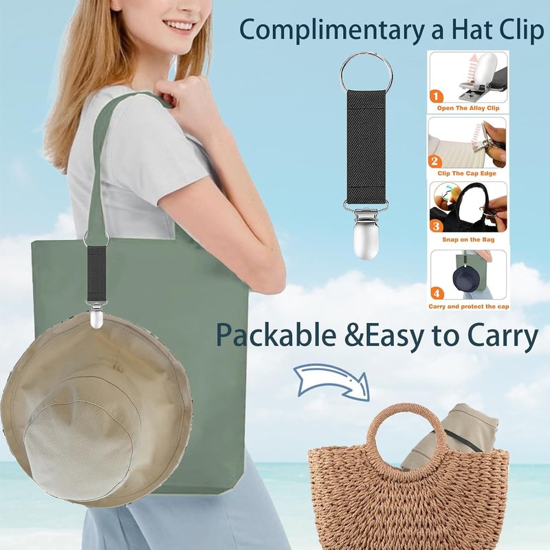 Womens Sun Hats - Wide Brim Reversible Bucket Hat for Summer Travel | UV Protection, Packable Cotton