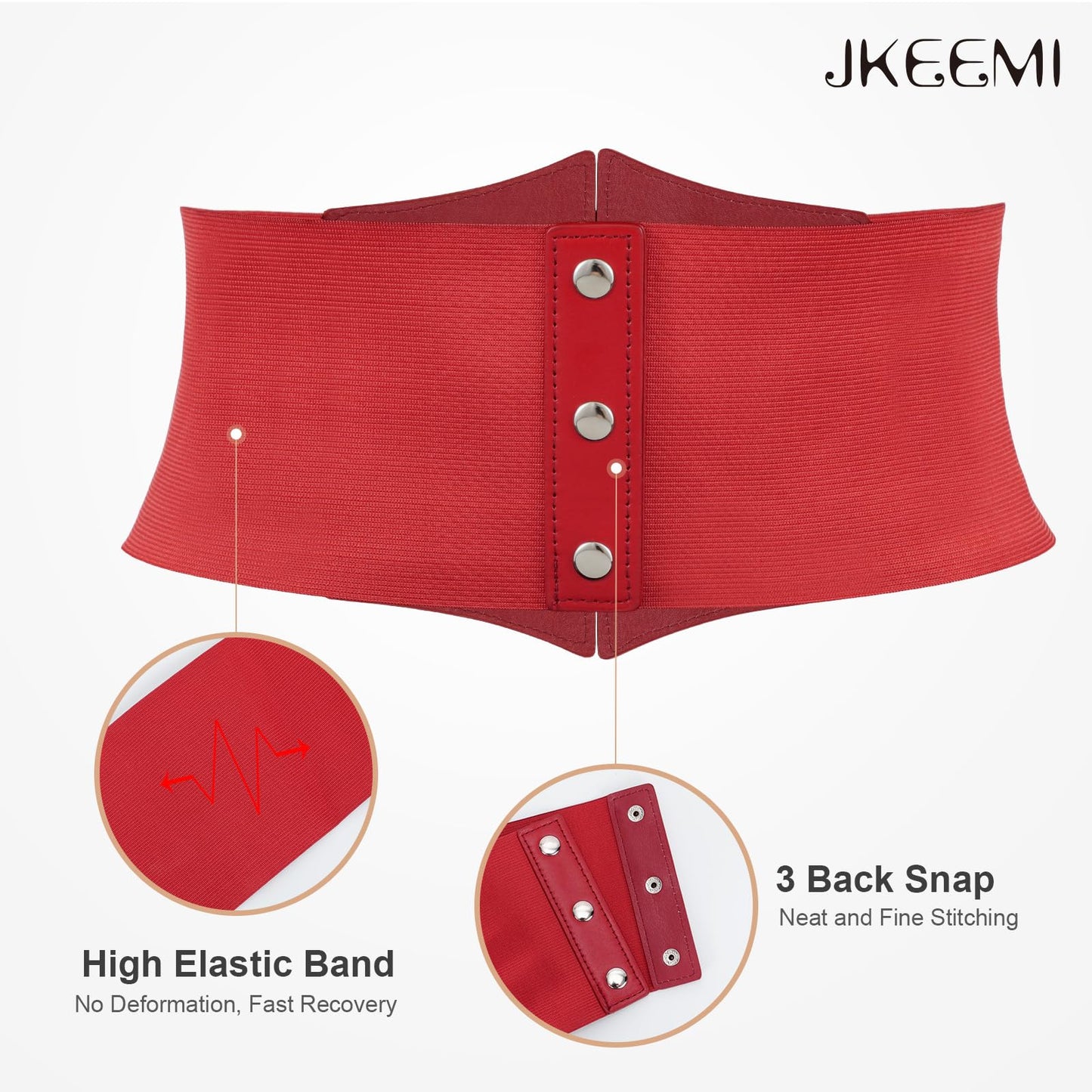 JKEEMI Women Corset Belt Metal O-Ring Heart-Ring Wide Elastic Waspie Waist Belt for Daily Cosplay Halloween Costumes