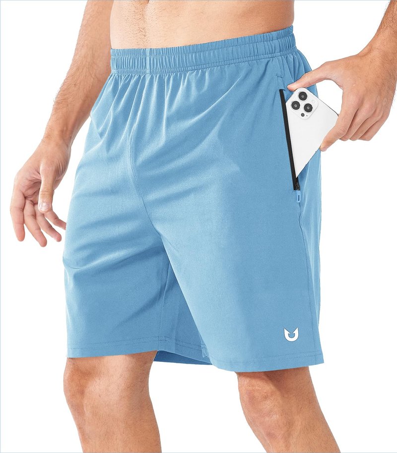 NORTHYARD Men's Athletic Running Shorts Quick Dry Workout Shorts Lightweight Sports Gym Basketball 7"/ 9"/ 5" Tennis Hiking Exercise SkyBlue-7 inches L