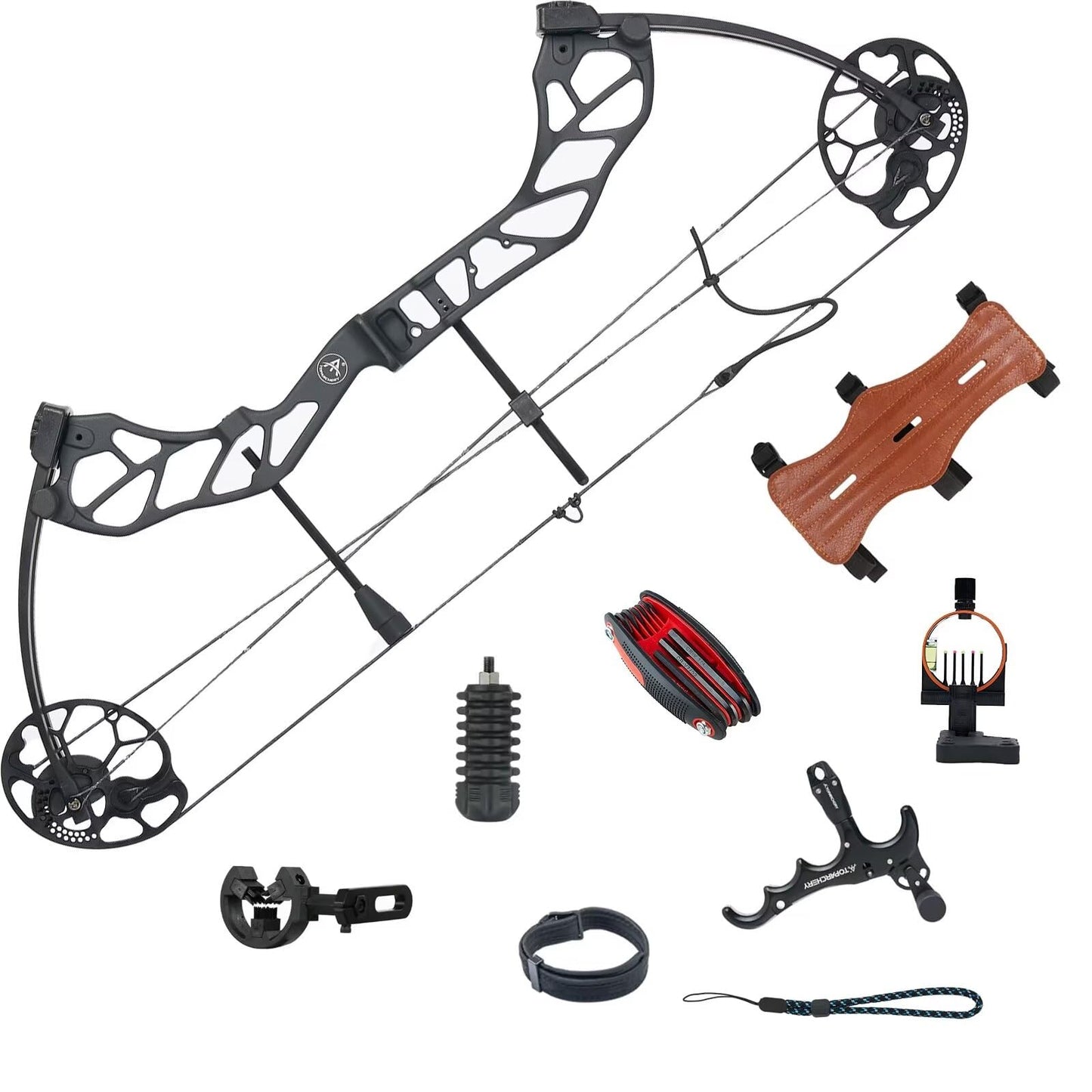 TOPARCHERY Compound Bow for Hunting Adults Archery Set - Aluminum Alloy Bow Handle, IBO Arrow Speed 320fps, Pull Distance: 19-30", 0.5 Adjustable