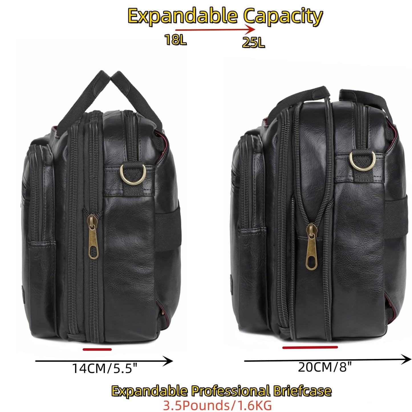 Baosha Vegan Leather Laptop Backpack Briefcase Hybrid 15.6 Inch Laptop Travel Backpack Hiking College Backpack for Men BC-04 (Black)
