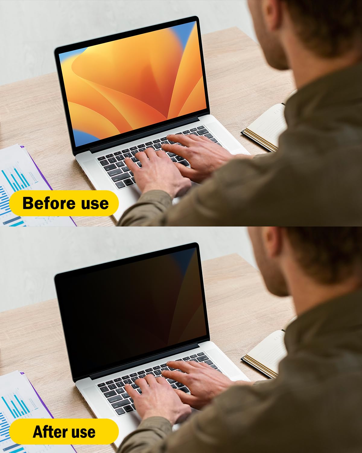 F FORITO 360° Privacy Screen Protector Compatible with MacBook Pro 16 inch (2024, 2023, 2022, 2021, M4, M3, M2, M1, Pro, Max), Anti Peeping Anti Glare Anti Blue Light Laptop Privacy Screen Shield