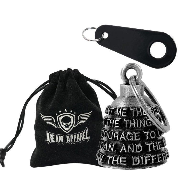 Motorcycle Bells for Biker Good Luck Riding Bells Guardian Biker Bells with Hanger Motorcycle Accessory or Keychain for Luck (God Grant me The Serenity, Courage and The Wisdom)
