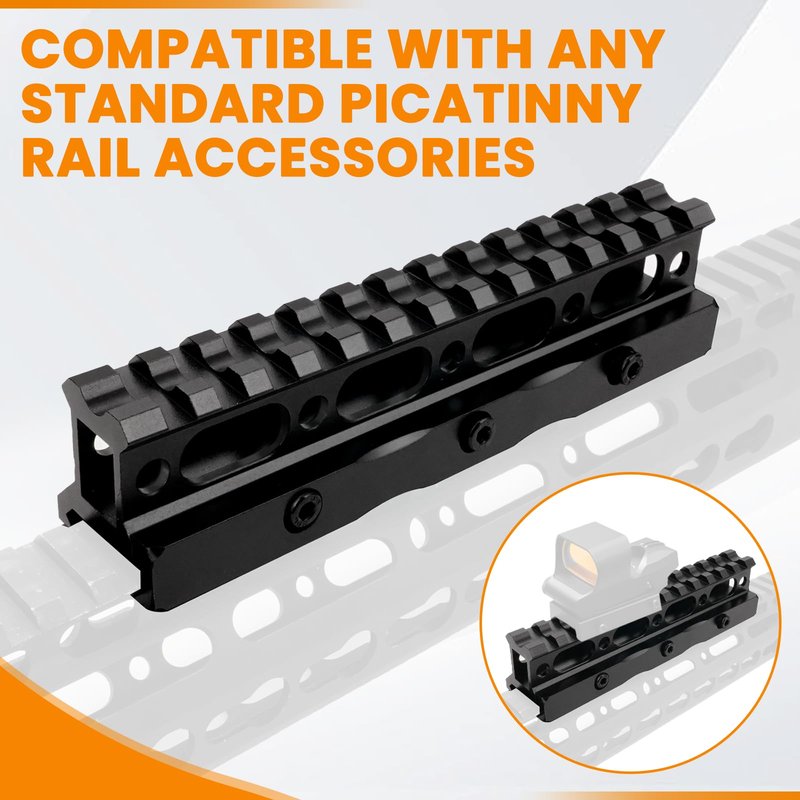 PUKESI 13 Slots Picatinny Rail Riser Mount, 1" High Profile Picatinny Riser Mount Short Pic Rails Accessories for Optic Red Dot Risers, with See-Through Design