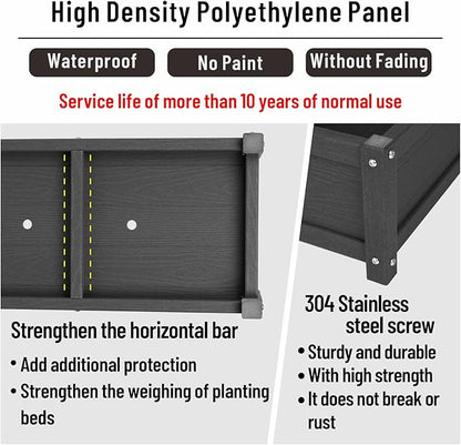 HDPE Raised Planter Box Outdoor,Rot-Resistant and Non-Cracking,Raised Beds for Gardening 29.5 * 14.4 * 9.8 in for Yard,Lawn,Outdoor Planter Boxes Rectangle with Drainage Holes Black
