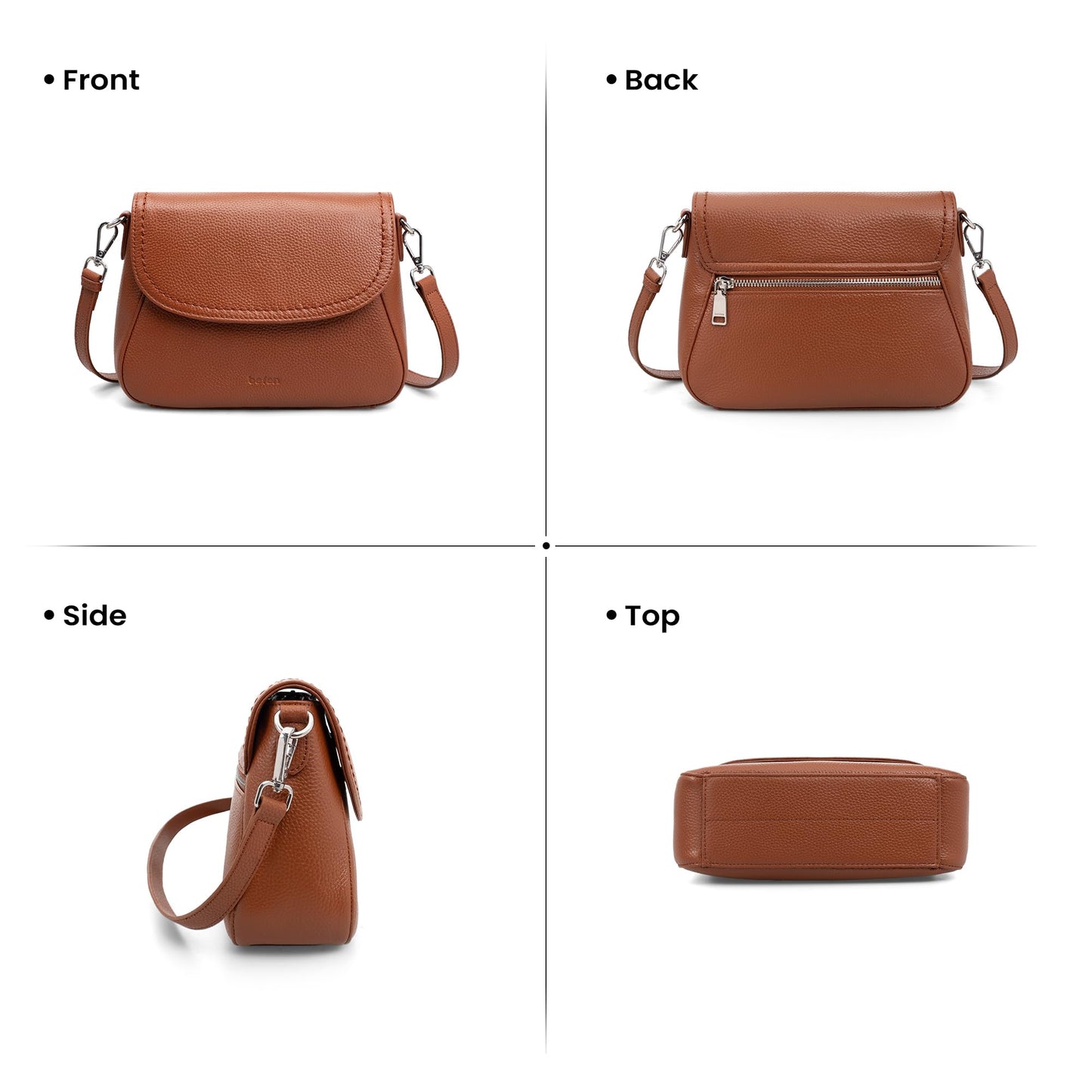 befen Genuine Leather Purses for Women Trendy, Women's Small Cross Body Saddle Bag Purse with RFID Card Slots - Cognac Brown Crossbody Bags 2026 Summer