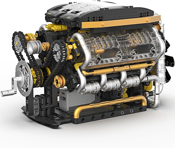 Karei V8 Engine Building Set V8 Engine Model Kit That Run with Manual &amp Electric Dual Working Modes V8 Building Motor Kit Runs 2 Directions and 2 Speeds STEM Toys Gifts for 14+ and Adult (1065