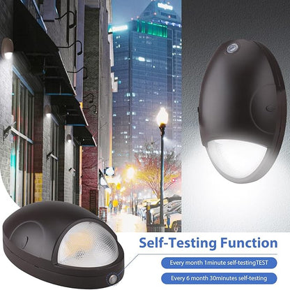 dephen 15W LED Emergency Wall Pack Light with Battery Backup and Photocell, Dusk to Dawn WallPack 3500K/4000K/5000K CCT, 90 Minutes 600Lm Security Lighting Self Test (UL-Listed)