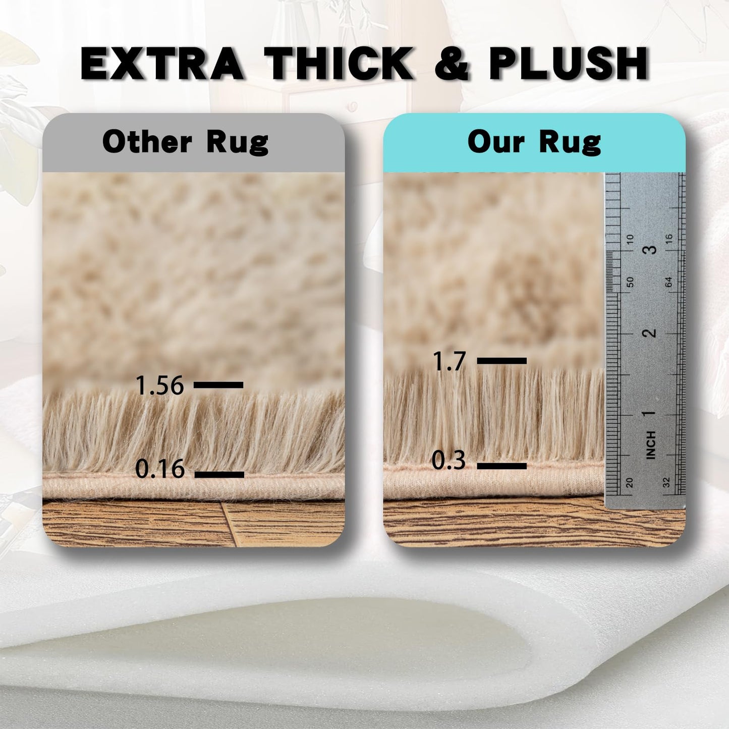 AAFKK 8x10 Area Rugs for Living Room, Fluffy Shaggy Rug Soft Carpets, Big Rugs for Bedroom Nursery Kids Room Dorm Home Decor Aesthetic, Light Tan
