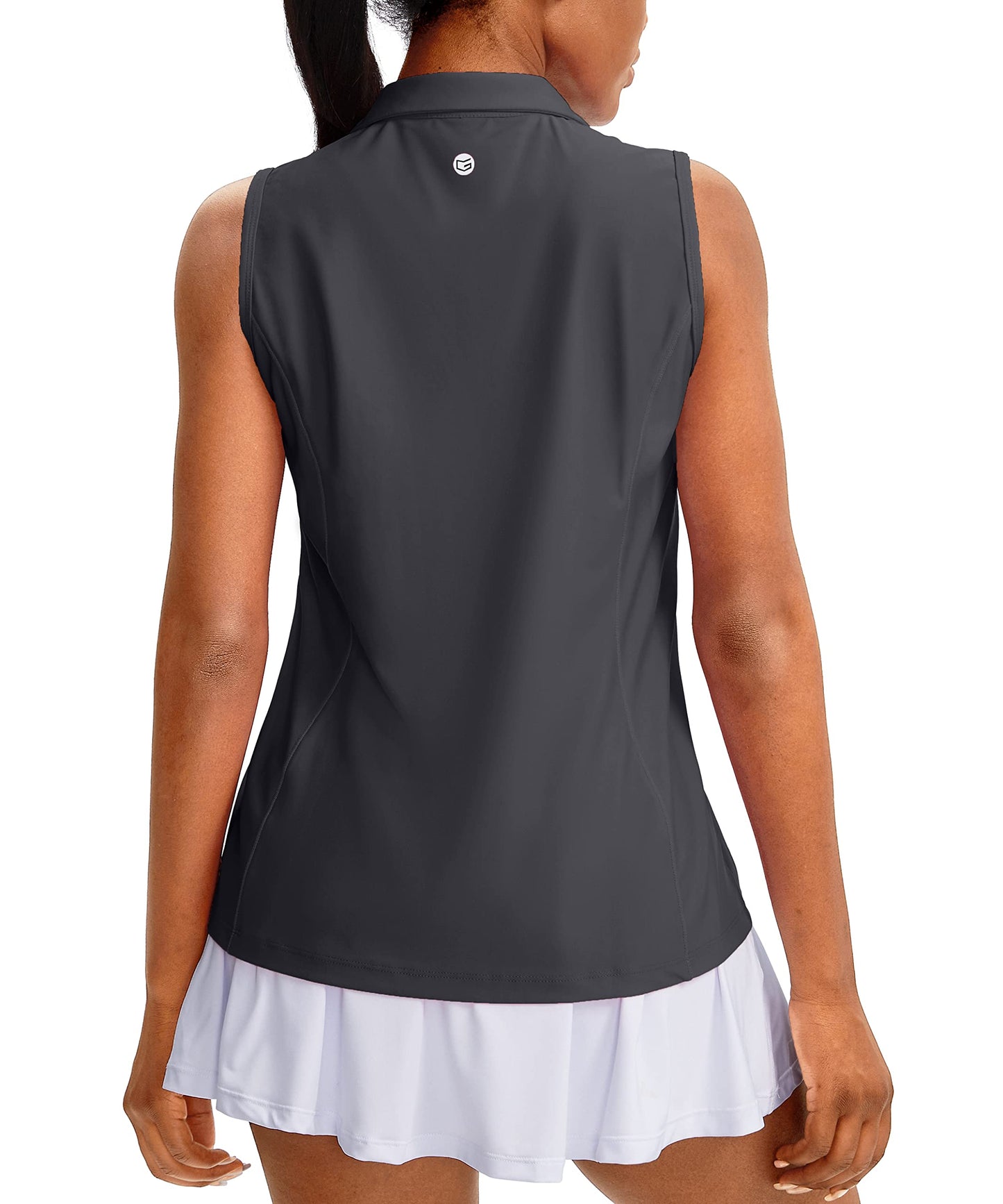 G Gradual Women's Sleeveless Golf Polo Shirts Tennis Quick Dry Collared Tank Tops V-Neck Polos for Women(Gray,XS)