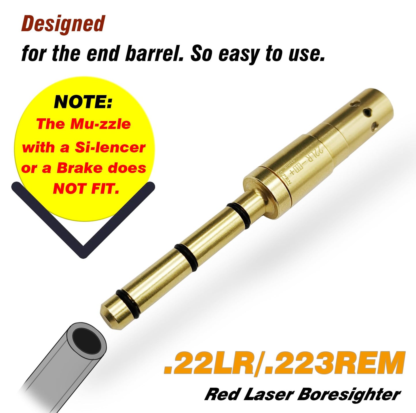 BOOLIT EYE .22LR/223REM Special Laser Boresighter End Barrel Laser Bore Sight Accurately and Easy to Fit Revolvers Pistols Rifle and Air Guns(.22LR/223REM)