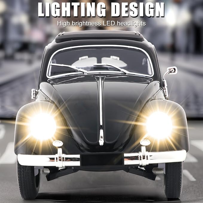 Remote Control Car 1:16 Scale Classic Beetle Model Toys Car for Adults 2.4GHz 4CH RC Car Rear Wheel Drive with LED Ligjhts and Rechargeable Battery