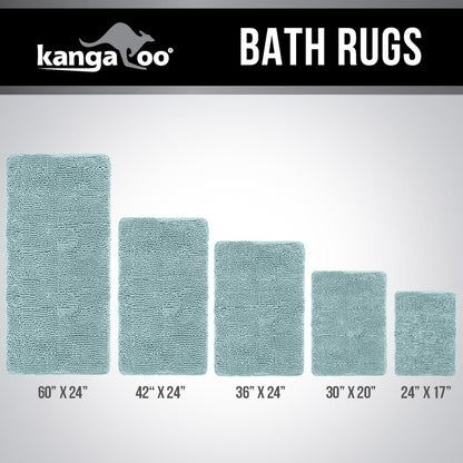 KANGAROO Bathroom Rugs, Chenille Soft Absorbent Bath Rug, Shaggy Shower Mat, Quick Dry Machine Wash Bathmat, Plush Carpet Mats for Tub, Bathtub and Room Home Decor Accessories, 30x20, Seafoam