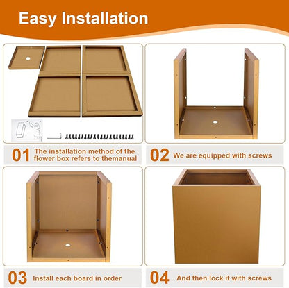 Corten Steel Planter Box 21"x20"x20", Metal Planter Spliced Flower Pot with Partitions, Outdoor & Indoor Large Rectangular Planter Box for Porch, Patio, Garden, Commercial Décor