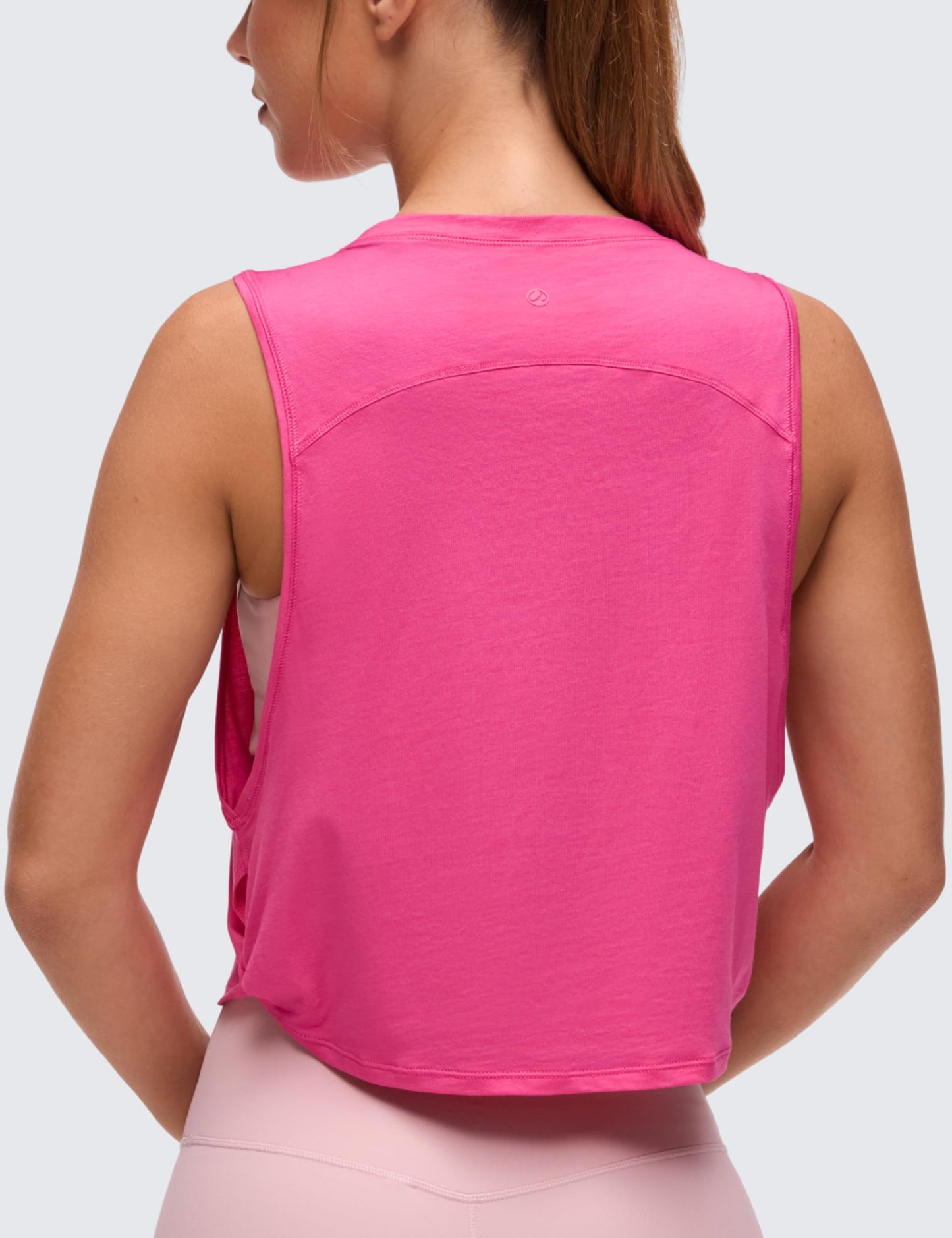 CRZ YOGA Pima Cotton Dropped Armhole Tank Sonic Pink X-Small