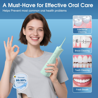 Leominor Water Dental Flosser - 5 Modes Cordless Portable Oral Irrigator, IPX7 Waterproof, Rechargeable Teeth Cleaner Upgrade Datchable Tank Professional Flossing Cleaning Pick for Home Travel (Black)