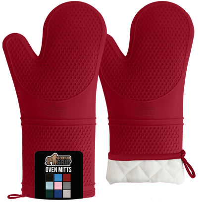 GORILLA GRIP BPA-Free Soft Silicone Oven Mitts and Pot Holders Sets, Heat Resistant Waterproof Cooking Gloves, Thick Cotton Lining, Flexible Gripping for Baking Grilling, Kitchen Trivets, Turquoise