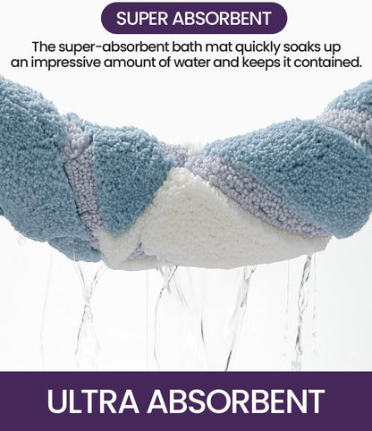 DEXI Bath Mats for Bathroom, 24x36 Absorbent Microfiber Bath Mat Quick Dry, Washable Bathroom Rugs with Non Slip Backing for Shower Floor, Sink, Tub, Blue