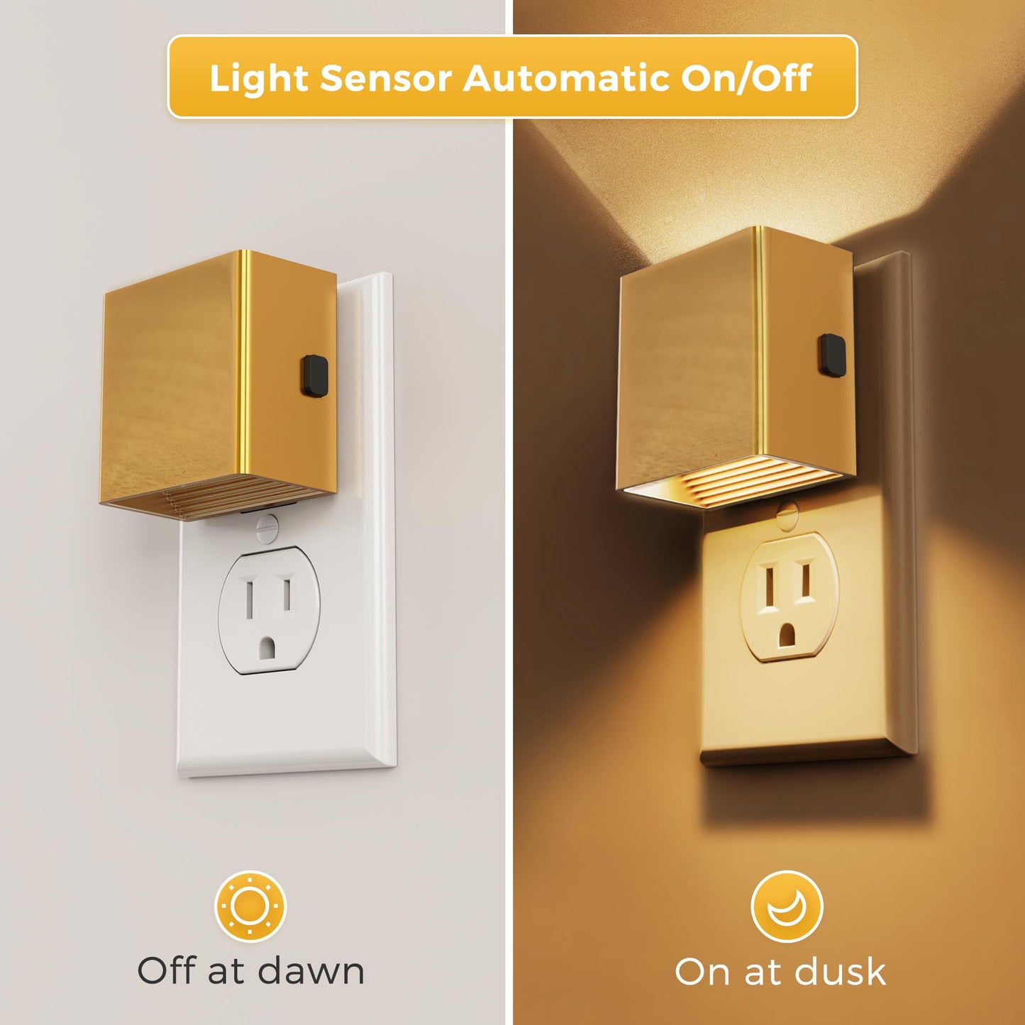L LOHAS LED Night Lights Plug into Wall,[2-Pack] Plug in Night Light with Dusk to Dawn Sensor,Brightness Adjustable,3000K Warm White,Dimmable Nightlight for Adults Bathroom Hallway Kitchen