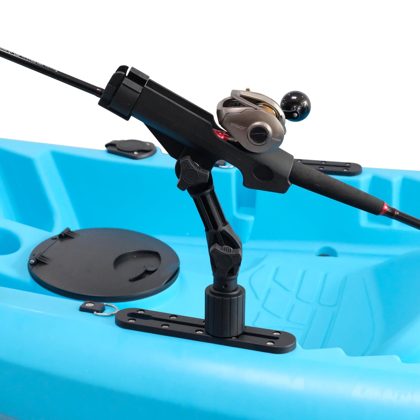 2 Pack Fishing Rod Holder with Track Mount Universal T-Shaped Screw Mounted on Rail for Kayak, Canoe, Fishing Boat (2Pack Extender Rod Holder)