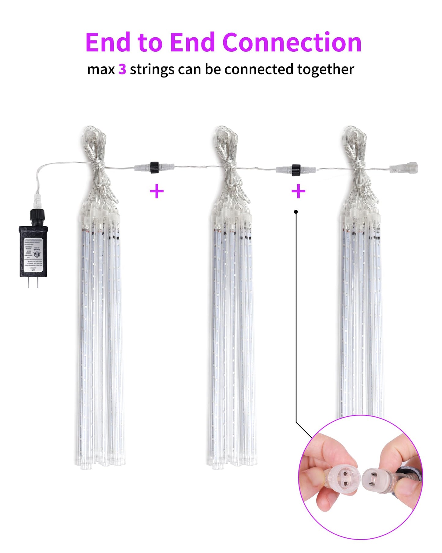 Blingstar Meteor Shower Lights Outdoor Christmas Lights, 16 Inch 10 Tubes 360 LEDs Falling Rain String Light with Timer, Waterproof Plug in Icicle Light for Tree Porch Roof Yard Xmas Decoration