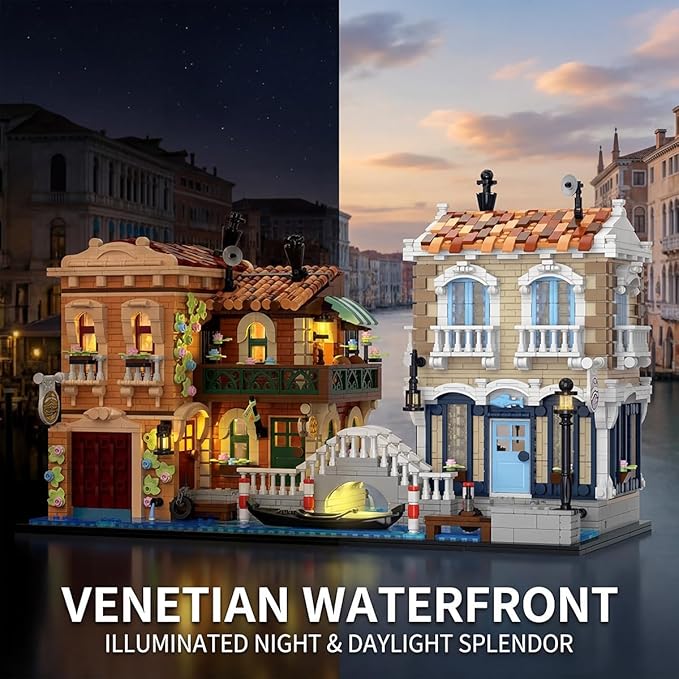 Venice Rivera Building Block Set Italian Canal City Architecture Street View Kit with LED Lighting Collectible Home Decor Gift for Adults &amp Teens4610 PiecesBarweer 010