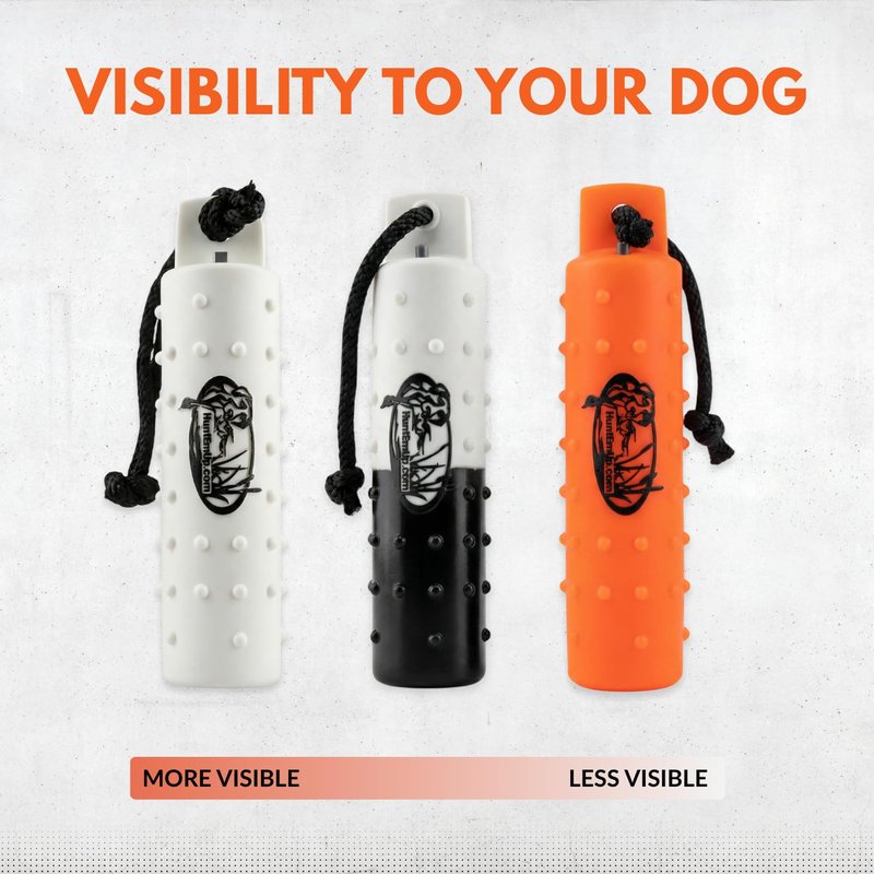HuntEmUp 3" Plastic Dog Training Bumper – Knobby Retrieving Dummy for Retriever & Hunting Dog Training – Floating Water Training Dummy – Half Black/Half White (6 Pack)