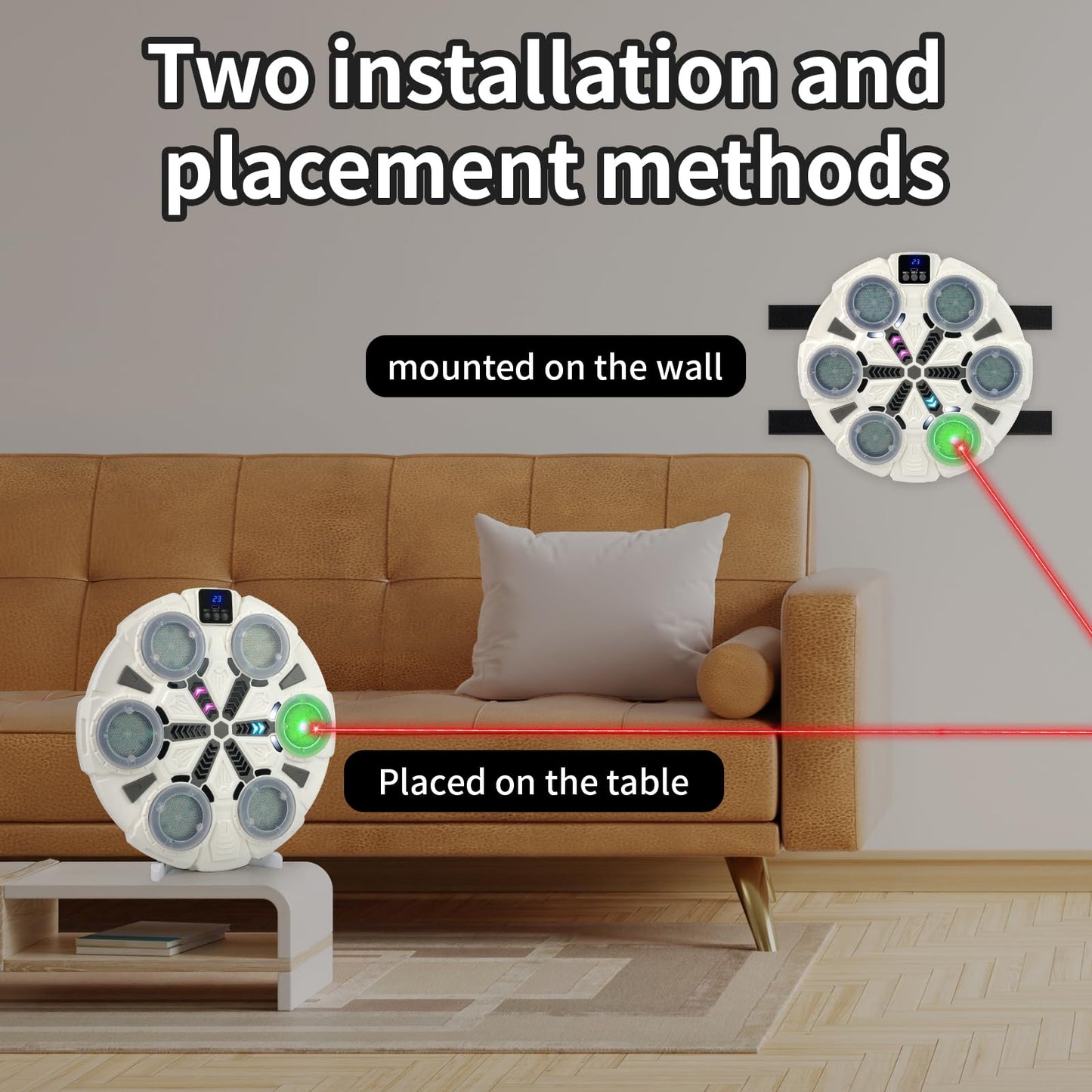 ZBULAR 6-in-1 Laser Dry Fire Training Targets with Smart Bluetooth Music, LED Display, Multi-Angle Training, Type-C Charging, Compatible with 9mm/22lr/223 Bullets Bore Sight