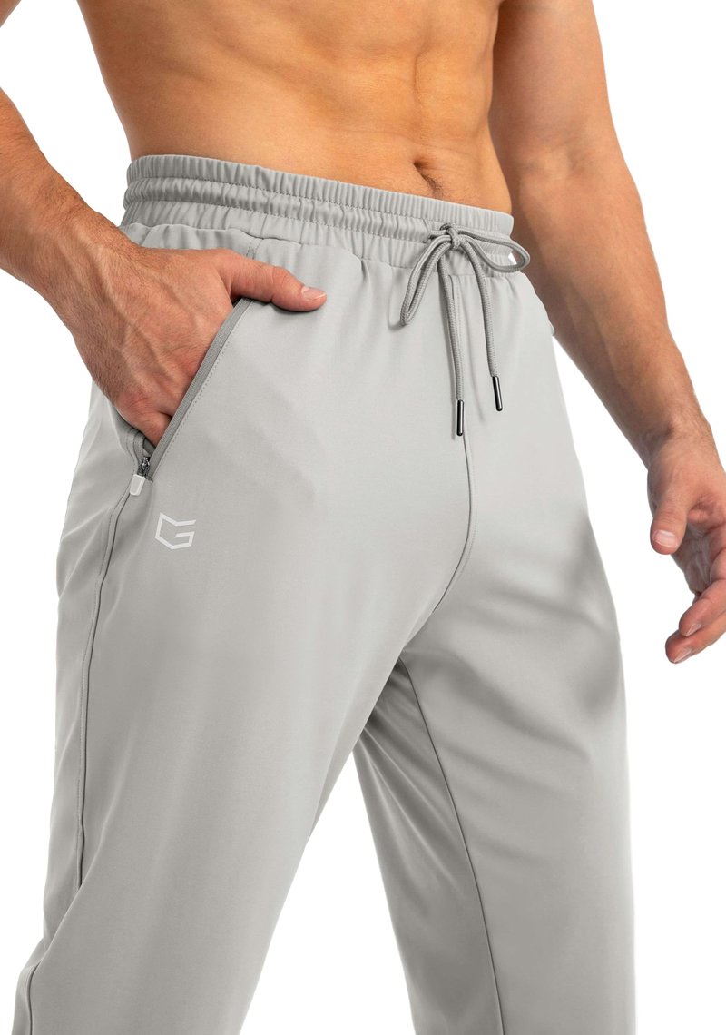 G Gradual Men's Sweatpants with Zipper Pockets Tapered Joggers for Men Athletic Pants for Workout, Jogging, Running (Bright Grey, XX-Large)