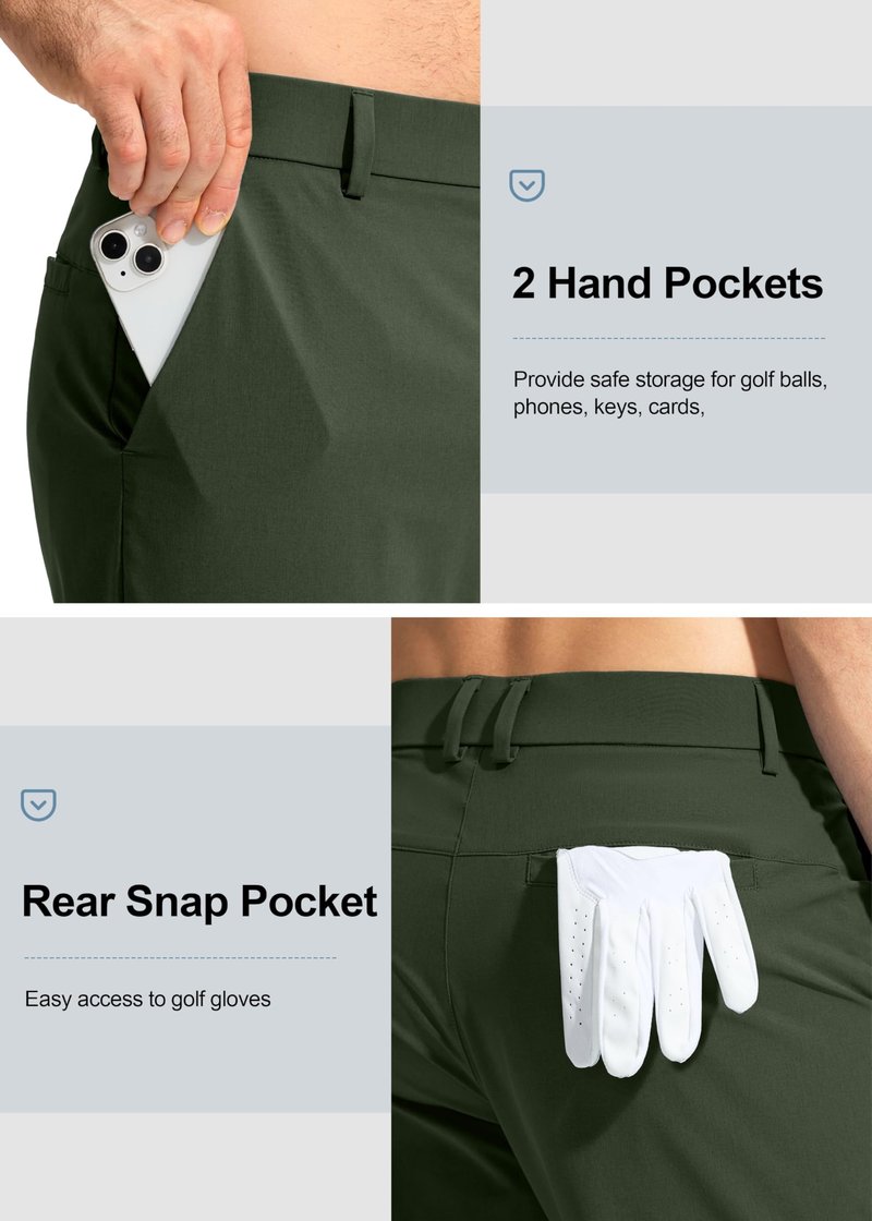 Pudolla Men's Golf Pants Stretch Classic Fit Work Dress Pants 34 Lightweight Quick Dry Casual Slacks Trousers with Pockets(Stone Slab Blue 34Wx34L)