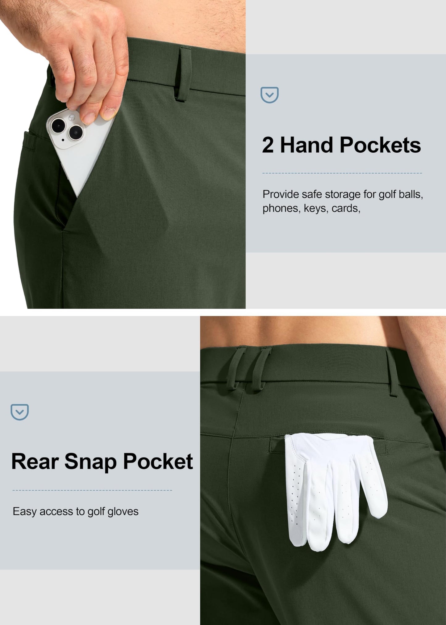 Pudolla Men's Golf Pants Stretch Classic Fit Work Dress Pants 32 Lightweight Quick Dry Casual Slacks Trousers with Pockets(Vivid Blue 34Wx32L)