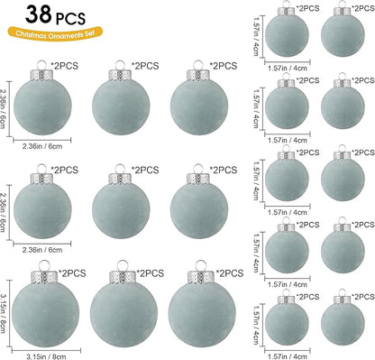 Velvet Christmas Ornaments Set 38Pcs Flocked Shatterproof Christmas Ornaments for Christmas Tree Decorations Xmas Decorative Hanging Christmas Ball Ornaments for Holiday Home Decor
