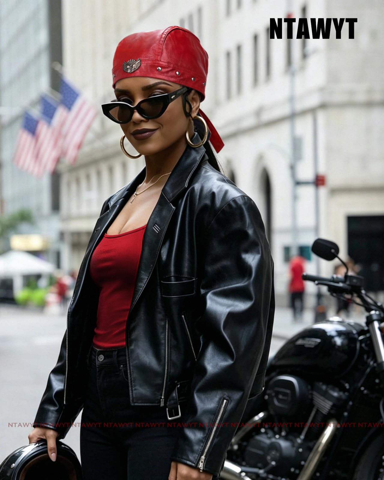 Bright Red Leather Skull Cap Adjustable - Soft Punk Biker Cap for Men Women, Classic Motorcycle Skull Cap Leather Biker Hat