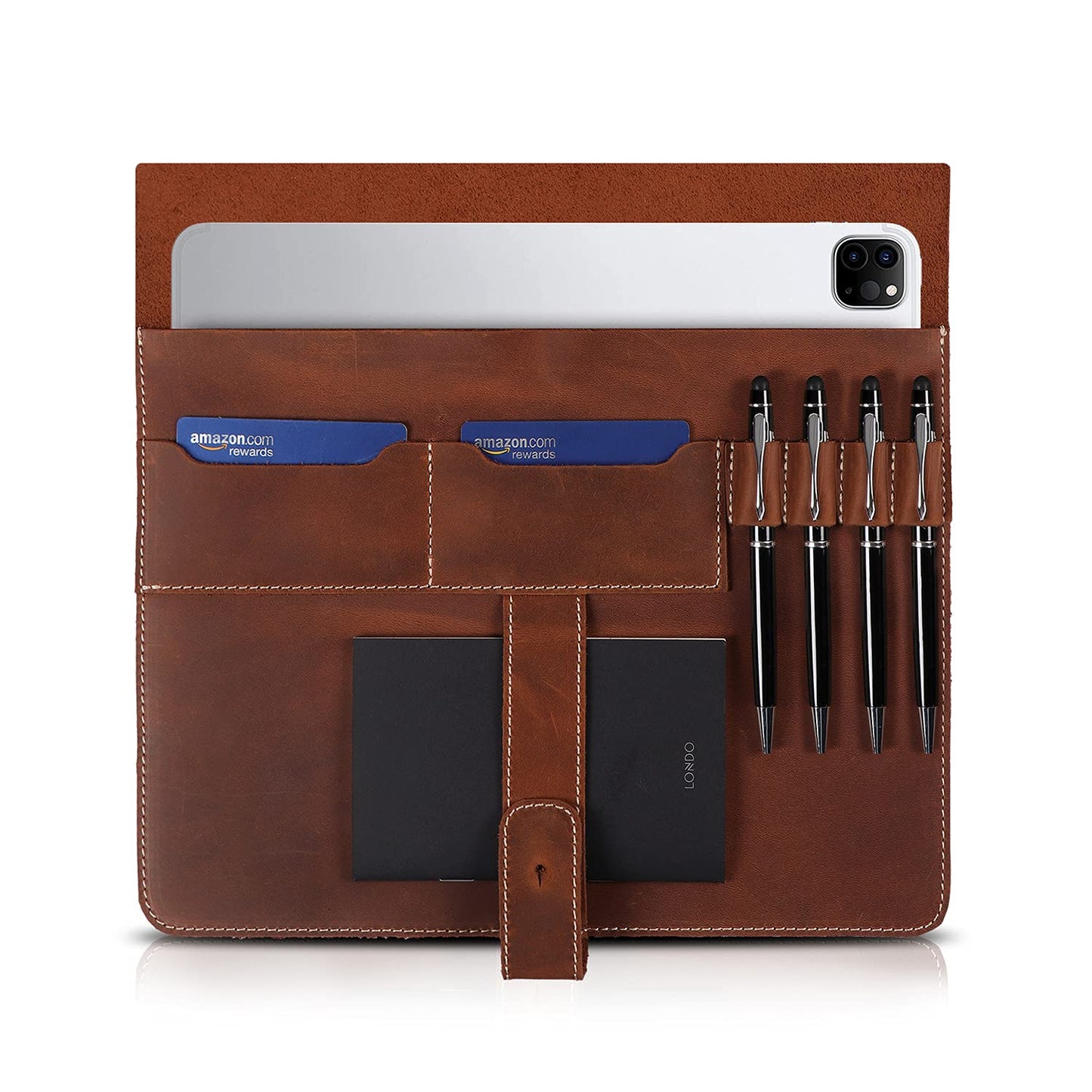 Londo Genuine Leather Tablet Cover for 11-Inch iPad Air, iPad Pro 11, iPad – Case with Two Card Slots & Leather Pen/Apple Pencil Holders