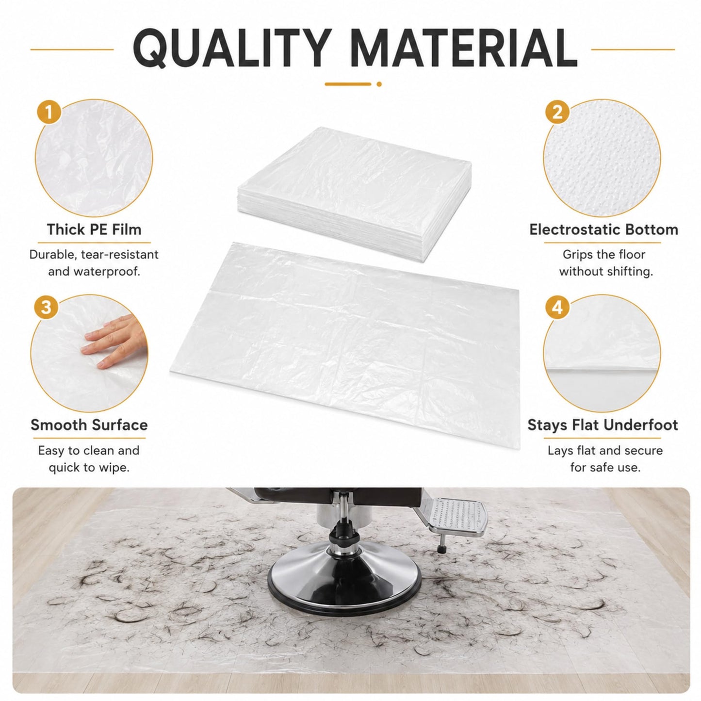 Breling 50 Pcs 48 x 37.4 Inch Extra Large Disposable Haircutting Mat,Disposable Hair Collection Mat For Barbershops,Salons And Pet Grooming