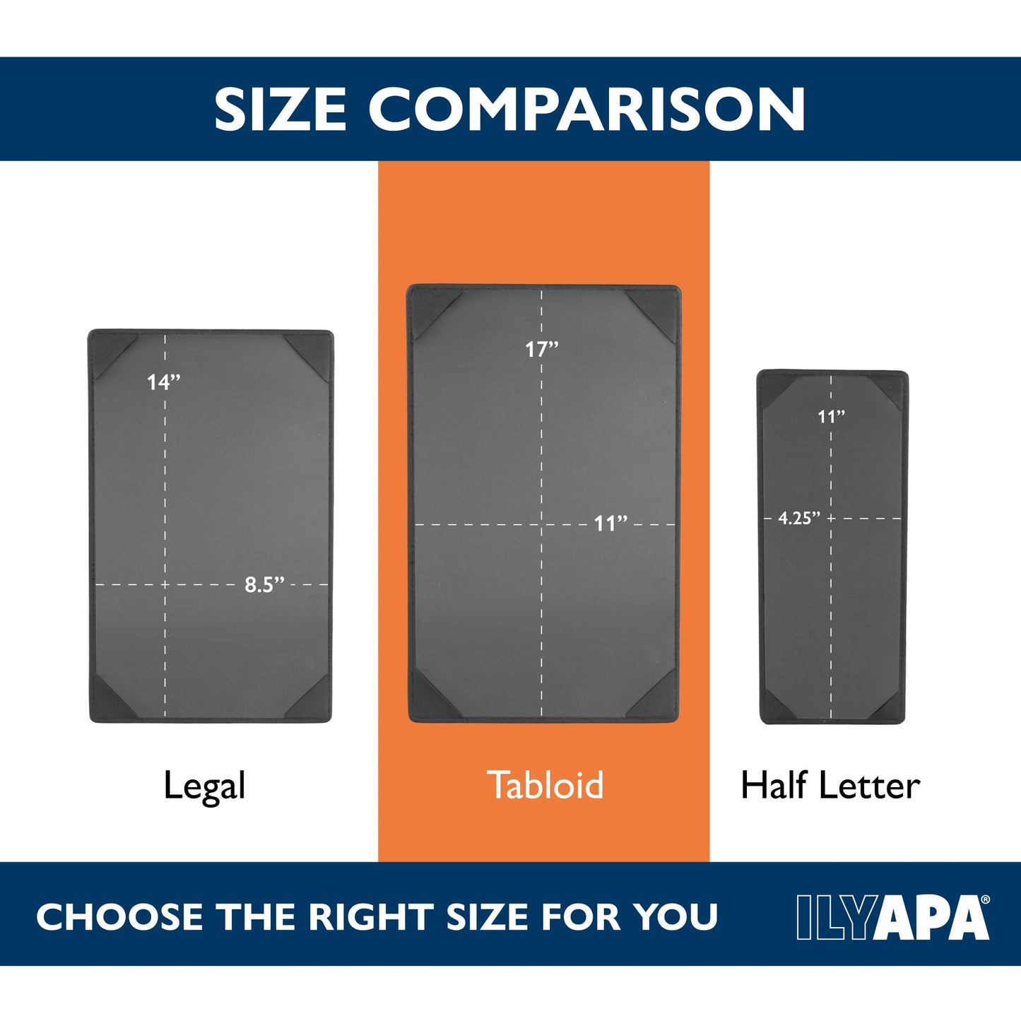 Ilyapa 5 Pack Restaurant Menu Covers 11 x 17 - Vinyl Leather Menu Holder, Single Sided Book with Corner Sleeves for Display of Wedding Menus, Weekly Kitchen Specials & Bar Drinks for Table Top