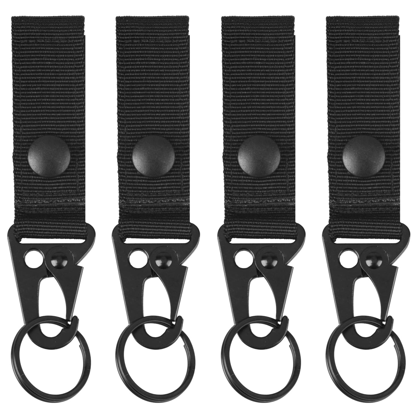 TRIWONDER Tactical Molle Key Ring Gear Key Keeper Nylon Keychain Belt Pouch Key Chain Webbing Holder Military Utility Hanger Keychain Hook (Black - 4)