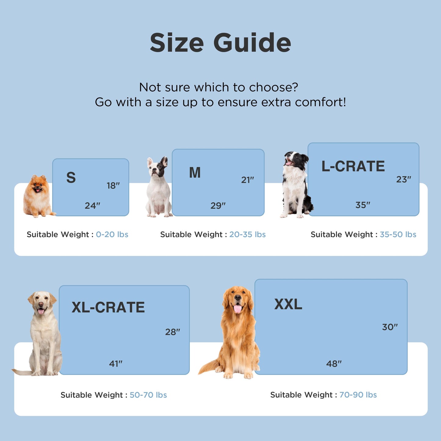 Bedsure Cooling Mat for Large Dogs - Q-Max>0.4 Thin Breathable Cooling Crate Pad Indoor for Pet with Chill Cool Fiber as Cooling Topper，Portable Washable Kennel Mat in Outdoor Summer, 35x23, Blue