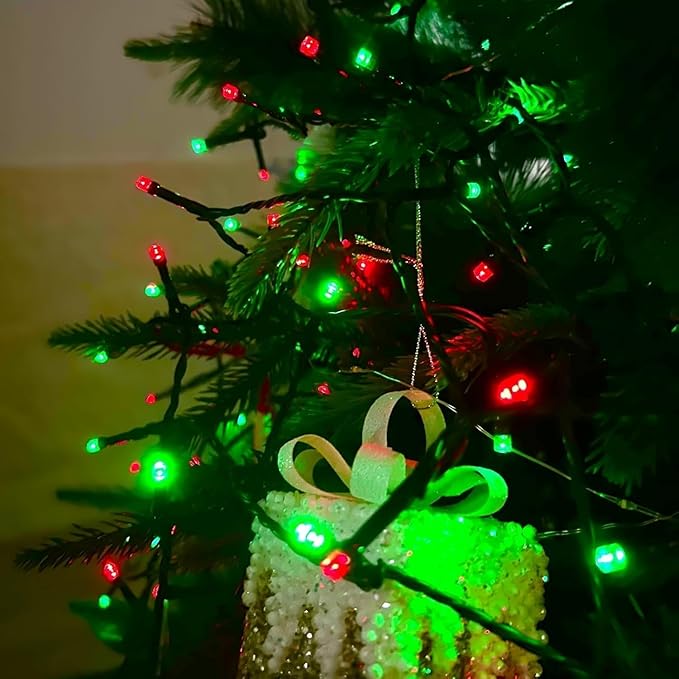2 Pack 480 LED Solar Chrismas Lights Outdoor, 170 FT Super Long Solar String Lights for Outside with 8 Modes & Memory Function, Waterproof Twinkle Light for Xmas Tree Party Decorations (Red and Green)