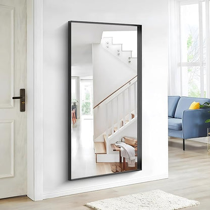 Black Bathroom Mirror, 30x60 Inch Rectangular Deep Frame Mirror, Large Wall Mounted Bathroom Vanity Mirror Over Sink for Bedroom,Restroom, Living Room, Hangs Vertically or Horizontally