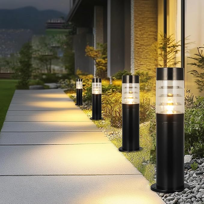 Landscape Path Light Waterproof Outdoor Landscape Lighting 60CM Outdoor Pathway Light Aluminum Modern Bollard Lights Modern Black Driveway Lighting Lawn Floor Lamp For Walkway Patio Yard Garden