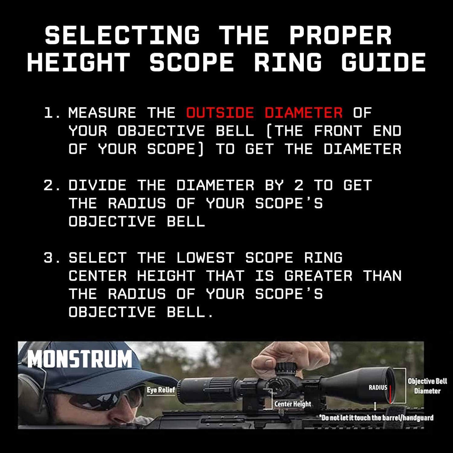 Monstrum Precision V2 Scope Rings with Picatinny Anti-Recoil Lugs | 30 mm Diameter | 1.00 inch Center Height